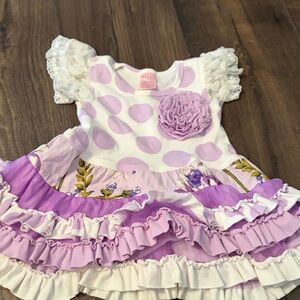 Giggle Moon Lavender and White Dress 12m
